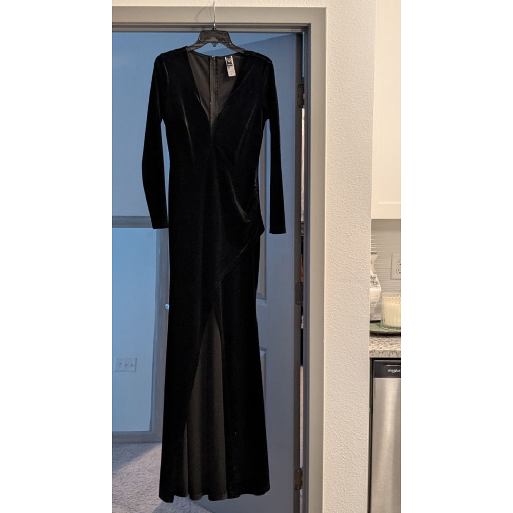 Women's Windsor Black Velvet Long Sleeve Maxi Dress M - Picture 9 of 16